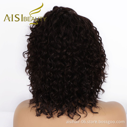 Aisi Beauty Cheap Vendor Short Bob Front Lace Wigs Curly Wave Brown 100% Brazilian Human Hair Lace Front Wigs For Black Women
